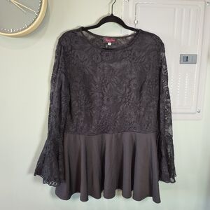 Hanna Nicole Black Lace Gothic Tunic Top Size 18W